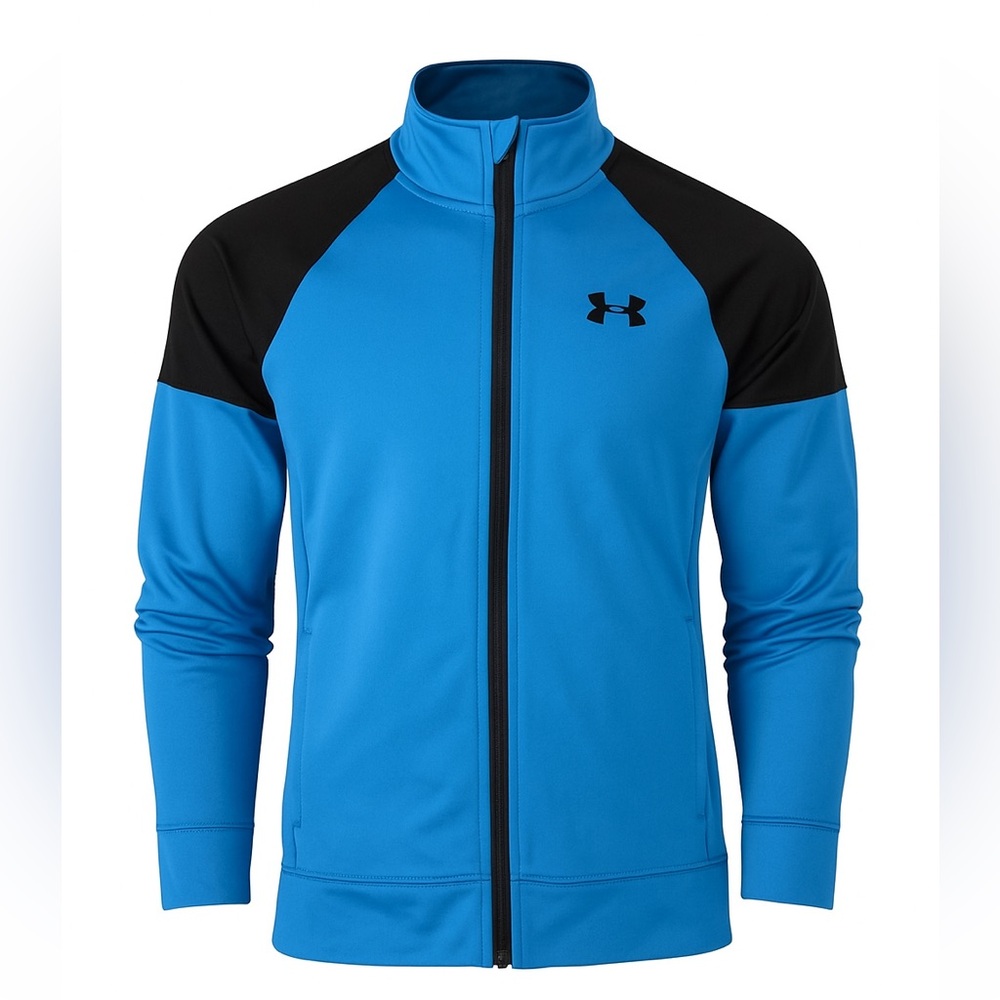 UNDER ARMOUR blue/black UA ZIP UP warm up TRACK athletic JACKET